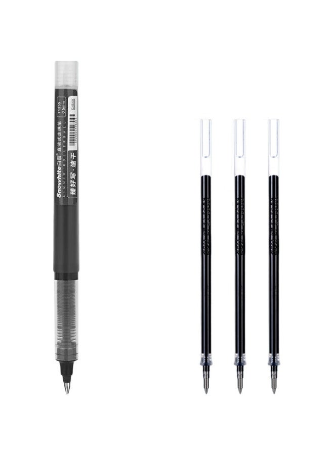 Snowhite T1255 Direct Liquid Rollerball Pen, Ink, Bullet Tip, Gel Pen, Quick-Drying, For Office And Student Use, 0.5Mm, Black, 30 Pens/Box - Image 1