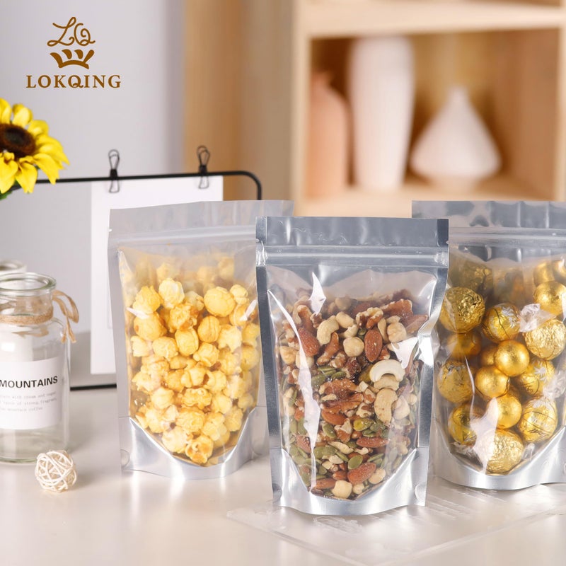 LOKQING 100 Pack 5x8 Mylar Bags for Food Storage and Resealable Stand Up for Small Business Packaging Supplies Great for Party Favor Food Storage - Image 2