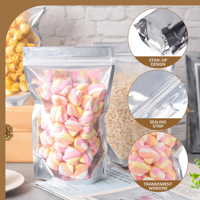 LOKQING 100 Pack 5x8 Mylar Bags for Food Storage and Resealable Stand Up for Small Business Packaging Supplies Great for Party Favor Food Storage - Image 4