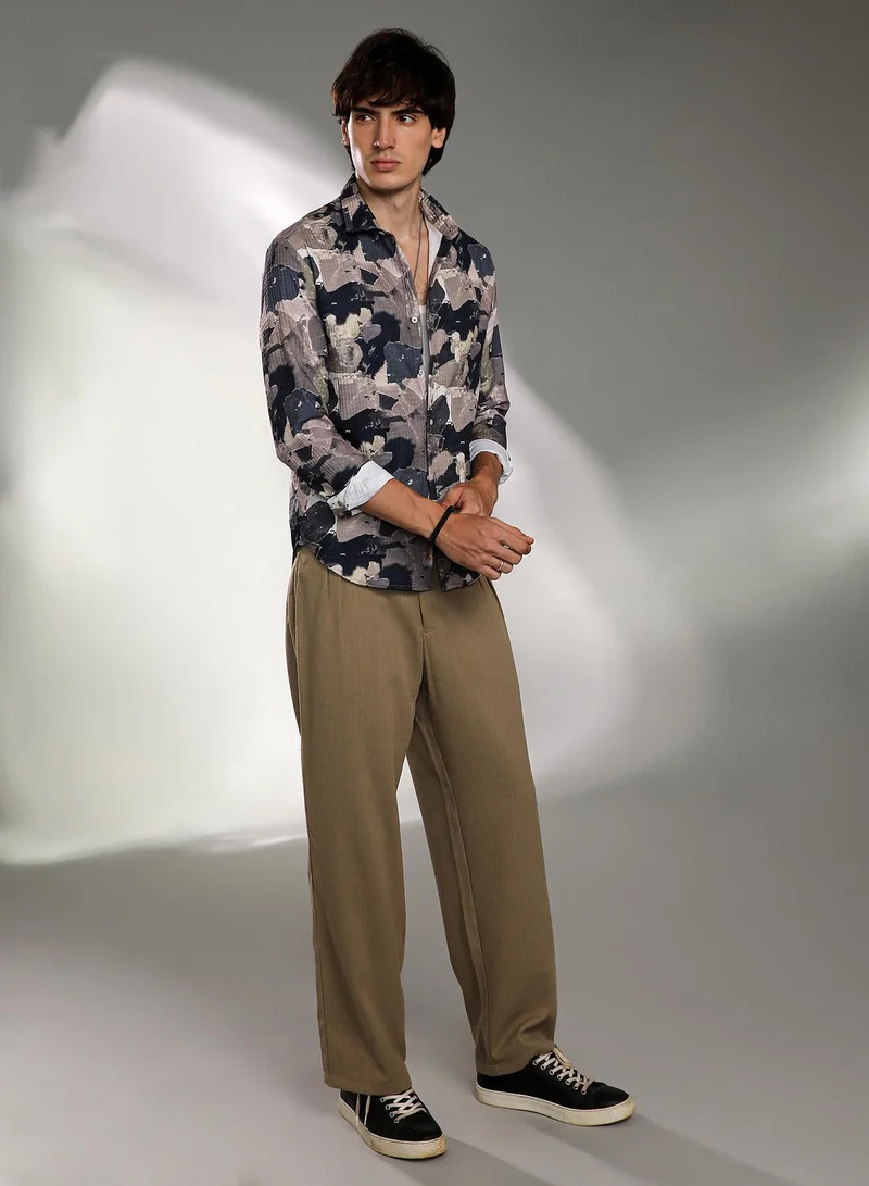 Campus Sutra Men's Multicolour Splotch-Textured Shirt