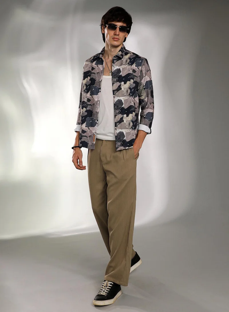 Campus Sutra Men's Multicolour Splotch-Textured Shirt