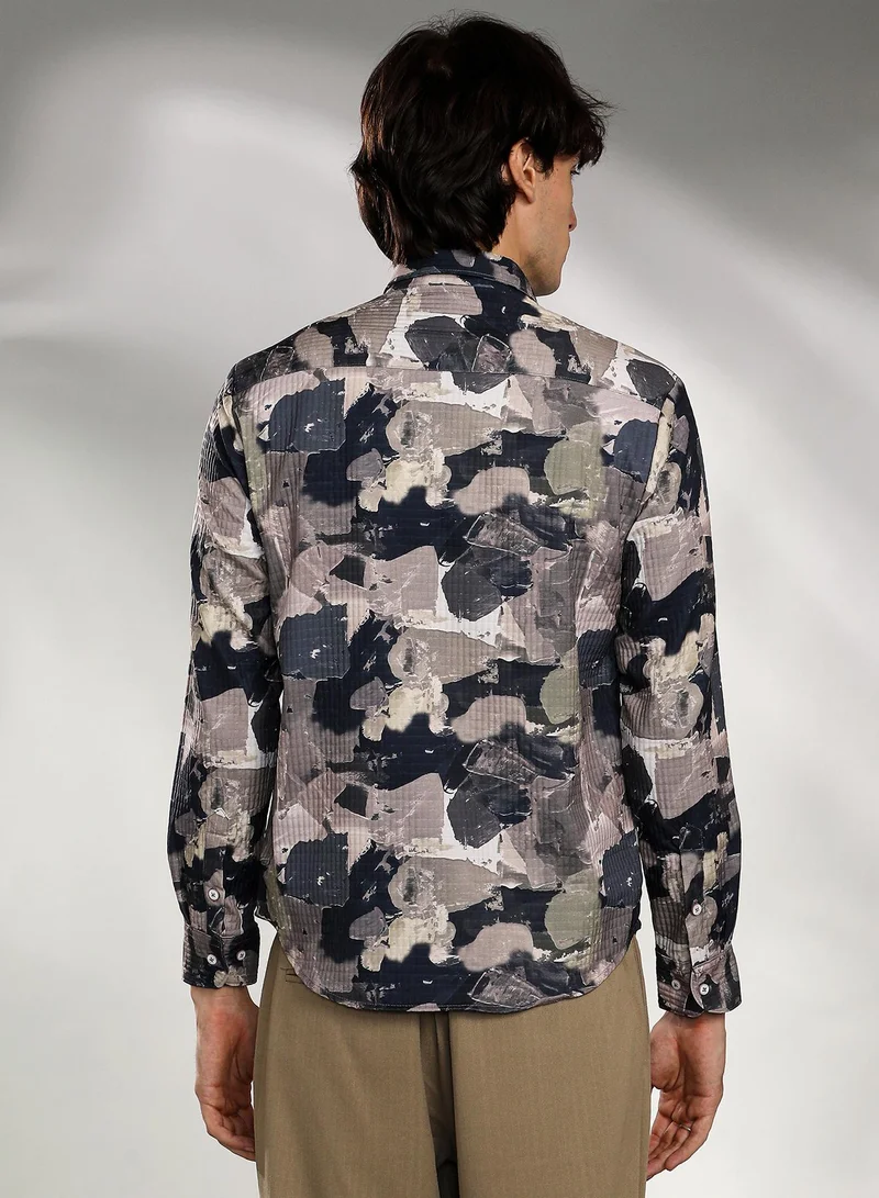 Campus Sutra Men's Multicolour Splotch-Textured Shirt