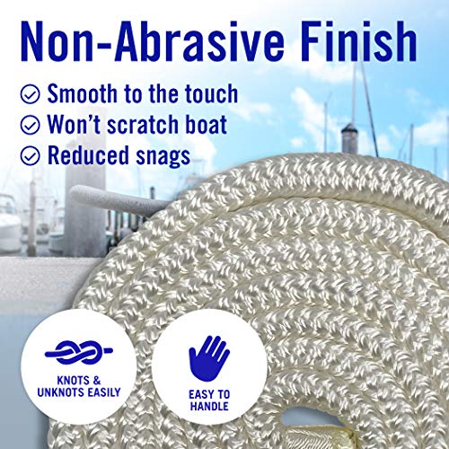 Better Boat Boat Fender Lines, 3/8 Inch Double Braided Nylon Rope, 6 Ft with Loop, 2 Pack, White, for Buoy, Jet Ski Mooring, Docking & Small Boat Bumpers - Image 5