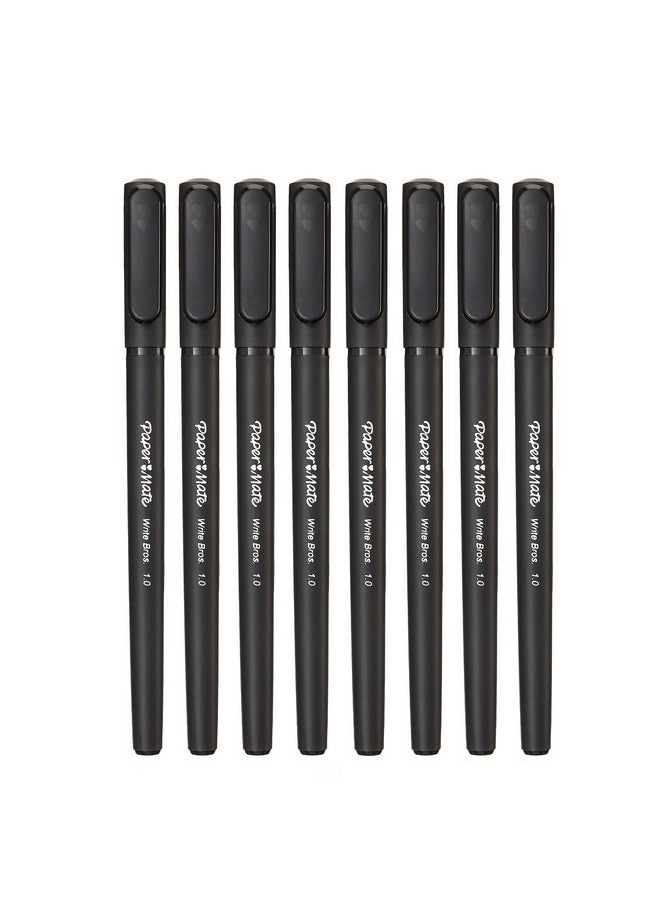 Paper Mate Write Bros Ballpoint Stick Pen, Black Ink With Black Barrel, 1Mm Medium Point - 8 Pack (2140570) 