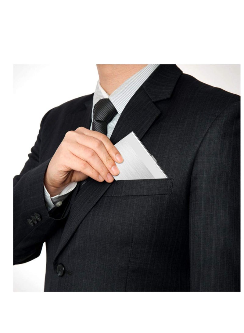 Business Card Holder Case 3 PCS Card Holder Business Stainless Steel Card Holder Professional Business Name Card Case Organiser for Business Card ID Credit Card - Image 3