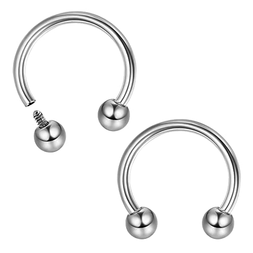 MILACOLATO 16g Septum Rings for Women Men | Implant Grade G23 Titanium Septum Ring | Internally Threaded Horseshoe Barbell Piercing Jewelry for Nose Lip Tragus Eyebrow Helix Daith | 2pcs 12mm - Image 1
