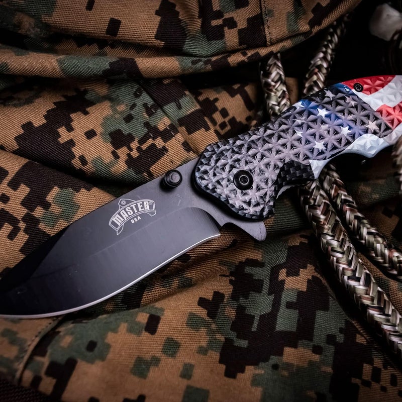 MASTER USA MU-A104AF Spring Assisted Knife, USA Flag, 7.75 inch - Image 2