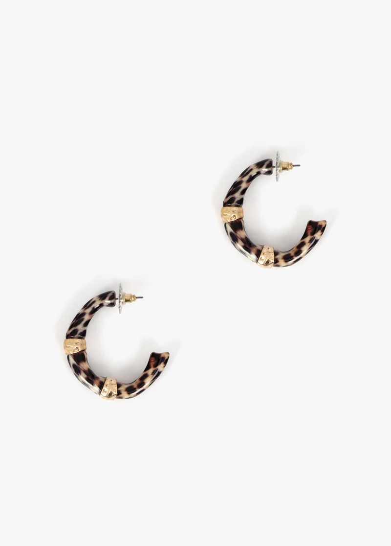 لولا كساديمونت Bamboo Effect Hoop Earrings Animal Print