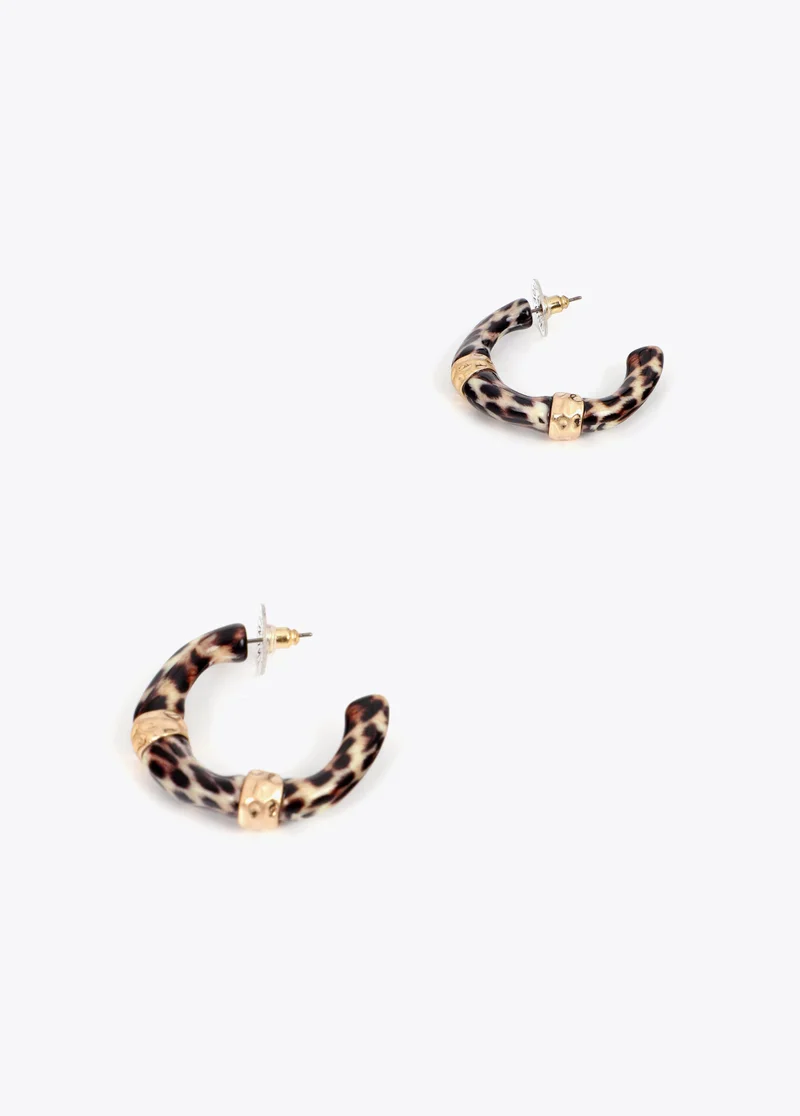 لولا كساديمونت Bamboo Effect Hoop Earrings Animal Print