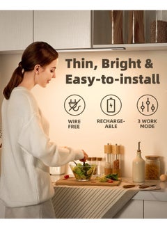 EZVALO Under Cabinet Lighting 76Led 3 Color Temps Detachable Battery Powered Operated Dimmable Closet Lights 2200Mah Rechargeable Wireless Motion Sensor Light For Stairway Kitchen Wardrobe  - Image 2
