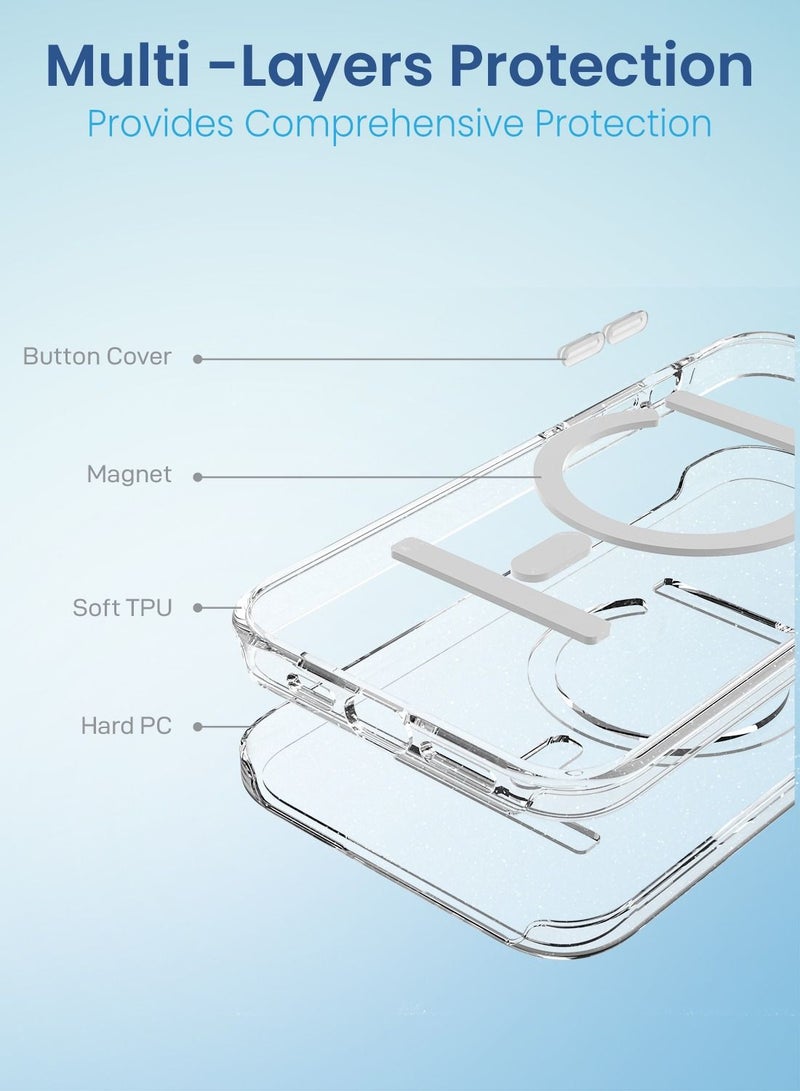 Remson Mag-X Magnetic Hybrid Protective Glitter Case Military Grade Protection Compatible For iPhone 14 Pro Max - Glitter - Image 5