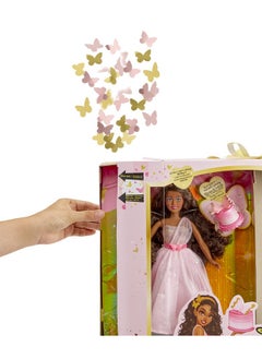 MGA Entertainment MGA Entertainment Dream Ella Let's Celebrate Doll - Yasmin, Pink & Gold Glitter Butterfly Confetti Unboxing 11.5" Black Hair Party Fashion Doll + 5 Accessories for Birthday, Graduation, Special Day  - Image 2