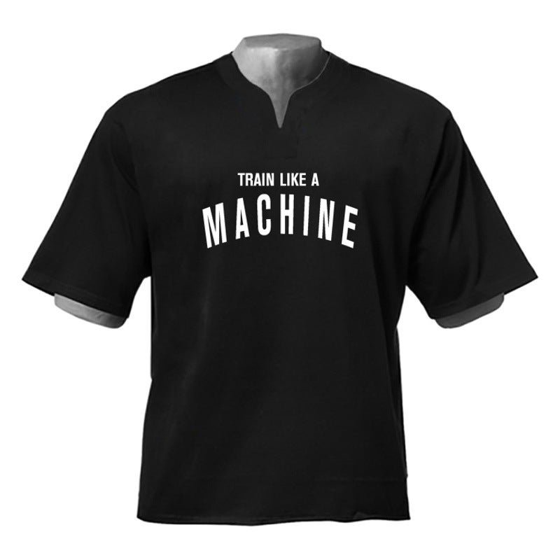 Fitness short sleeve men''s V-neck cotton cloth Iron tide summer Korean style sports loose half sleeve T-shirt training clothes foreign trade - Image 2