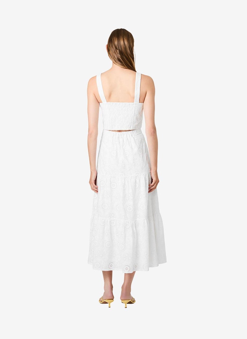 French Connection Women's Summer White Svea Flrl Eyelt Tier Maxi Skrt - Image 4