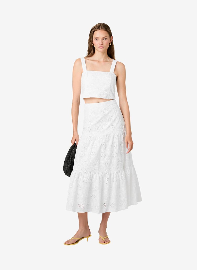 French Connection Women's Summer White Svea Flrl Eyelt Tier Maxi Skrt - Image 2