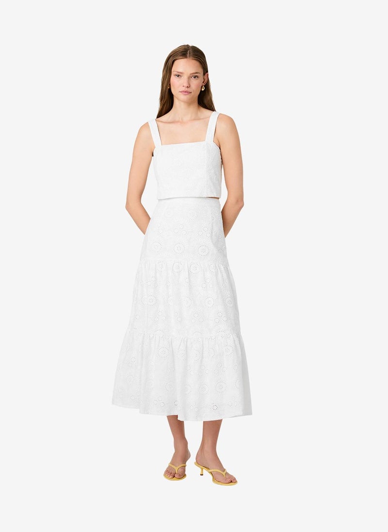French Connection Women's Summer White Svea Flrl Eyelt Tier Maxi Skrt - Image 1