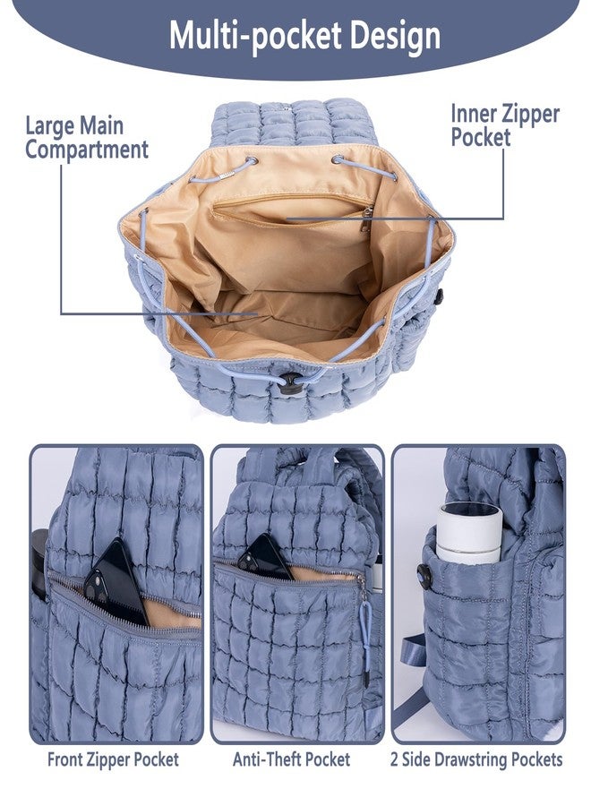iSamzan Quilted Puffer Backpack for Women: Large Lightweight Soft Purse Backpacks for Travel Daypack Hiking Gym Sports School College - Cute Trendy Luxury Drawstring Laptop Backpack - Image 5