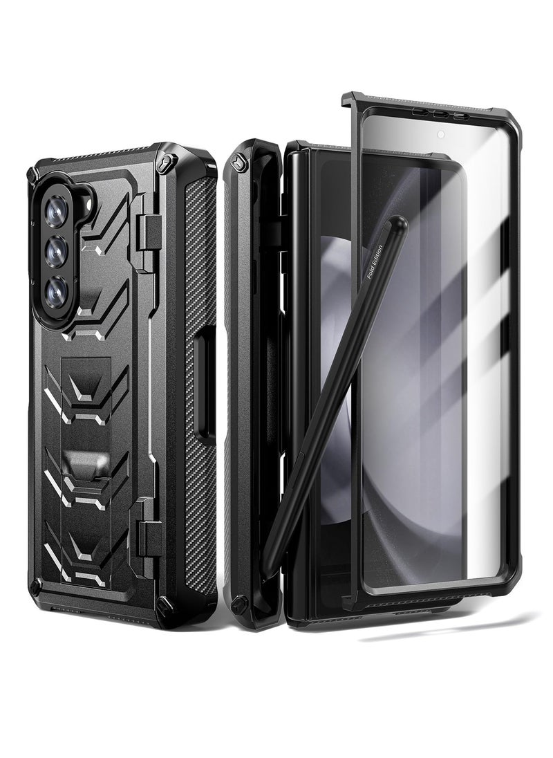 Aookay - Case for Samsung Galaxy Z Fold 5 Case with Pen Holder and Kickstand, Built in Screen Protector, Full Body Protective Bumper Case for Fold 5, Not Include Pen - Image 1