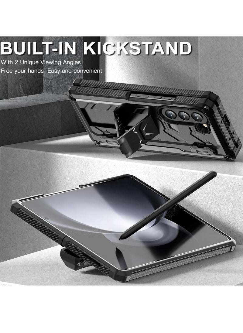 Aookay - Case for Samsung Galaxy Z Fold 5 Case with Pen Holder and Kickstand, Built in Screen Protector, Full Body Protective Bumper Case for Fold 5, Not Include Pen - Image 1