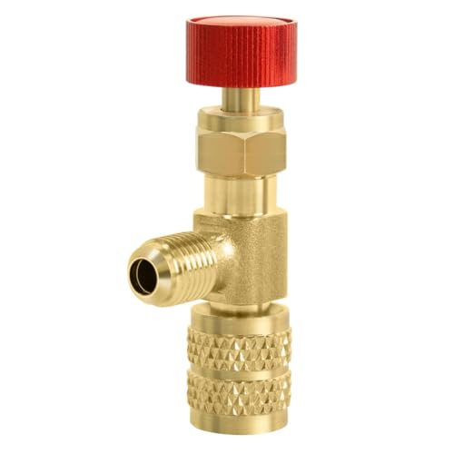 Serplex HASTHIP® Refrigerant Valve for Air Conditioner, R22 R410A Air Conditioning Refrigerant Valve Adapter, 1/4" SAE Male to 5/16" SAE Female Brass Adapter, Leak-Proof Durable Refrigerant Access Fitting - Image 1