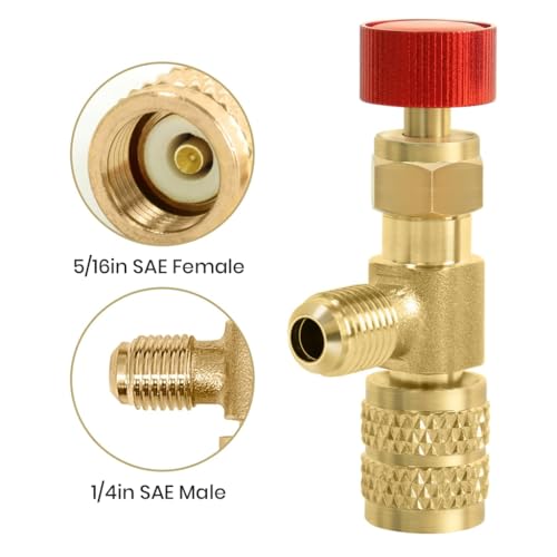 Serplex HASTHIP® Refrigerant Valve for Air Conditioner, R22 R410A Air Conditioning Refrigerant Valve Adapter, 1/4" SAE Male to 5/16" SAE Female Brass Adapter, Leak-Proof Durable Refrigerant Access Fitting - Image 4