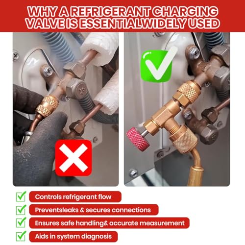 Serplex HASTHIP® Refrigerant Valve for Air Conditioner, R22 R410A Air Conditioning Refrigerant Valve Adapter, 1/4" SAE Male to 5/16" SAE Female Brass Adapter, Leak-Proof Durable Refrigerant Access Fitting - Image 3
