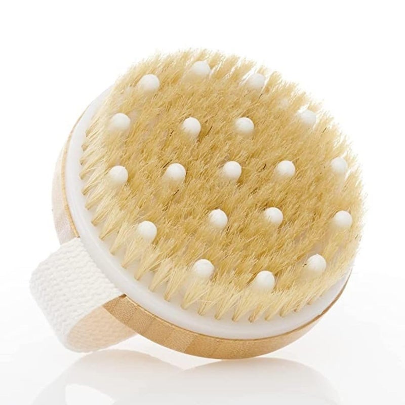 JAPTI Wooden body bath brush with bristles for Dry Scrubber Dead Skin Exfoliate & Soften Skin for women and girl (1pcs) - Image 1
