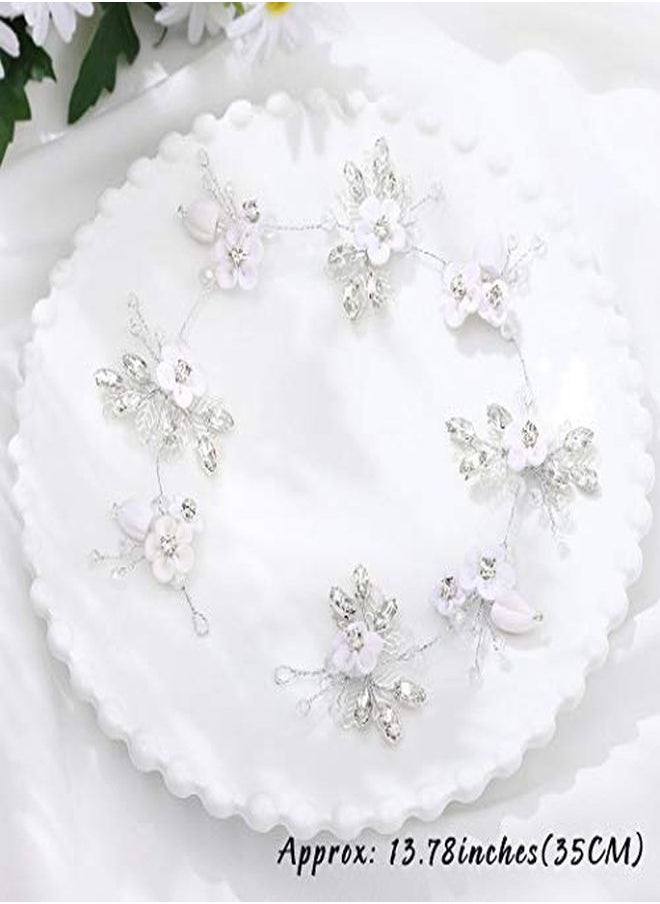 Unicra Bride Silver Wedding Hair Vine Flower Bridal Hair Piece Leaf Party Hair Accessories Crystal Hair Jewelry Rhinestone Headpieces For Women And Girls  - Image 4