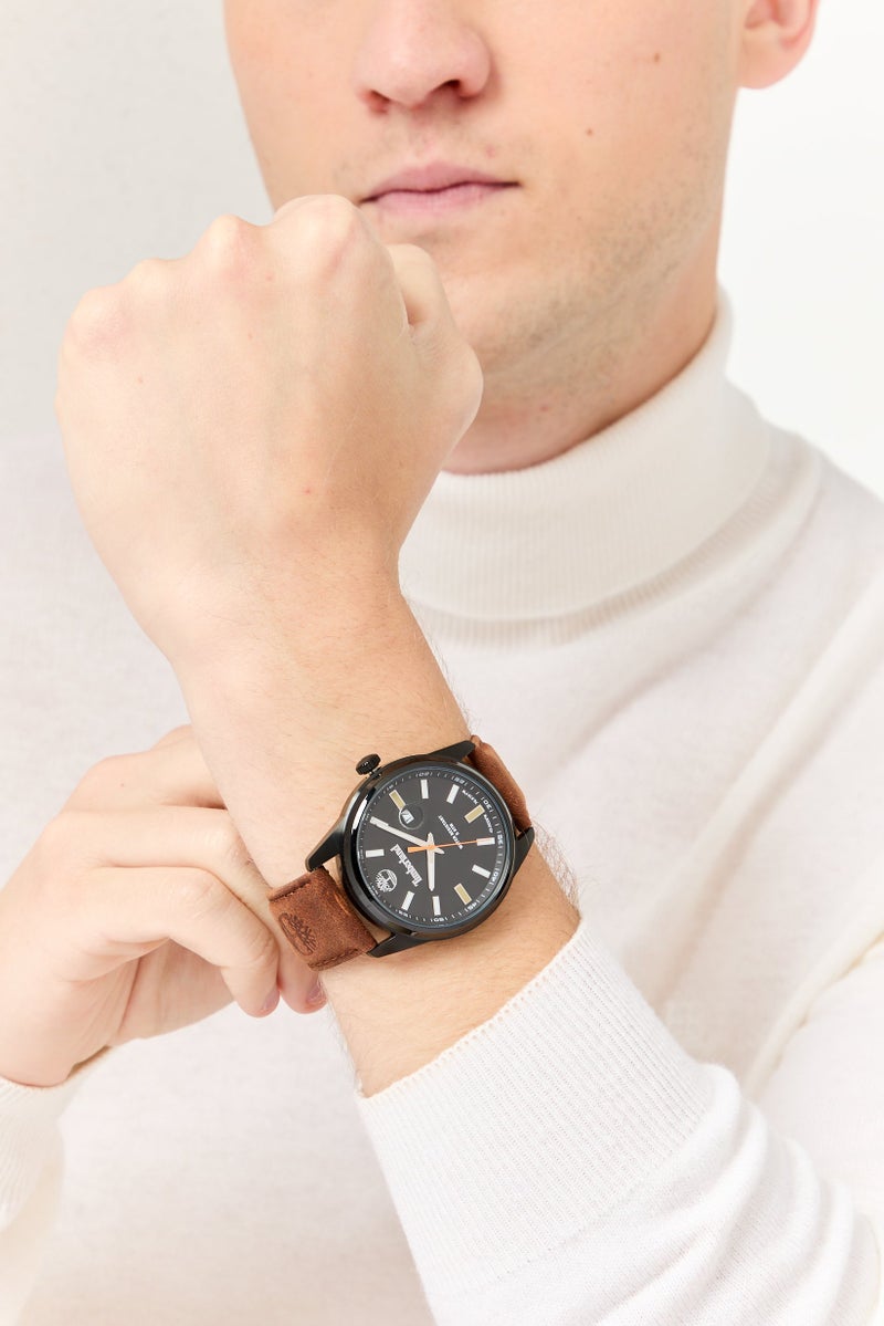 Timberland Men TDWGB0010801 Leather Ananlog Watch 45 mm, Brown  - Image 2