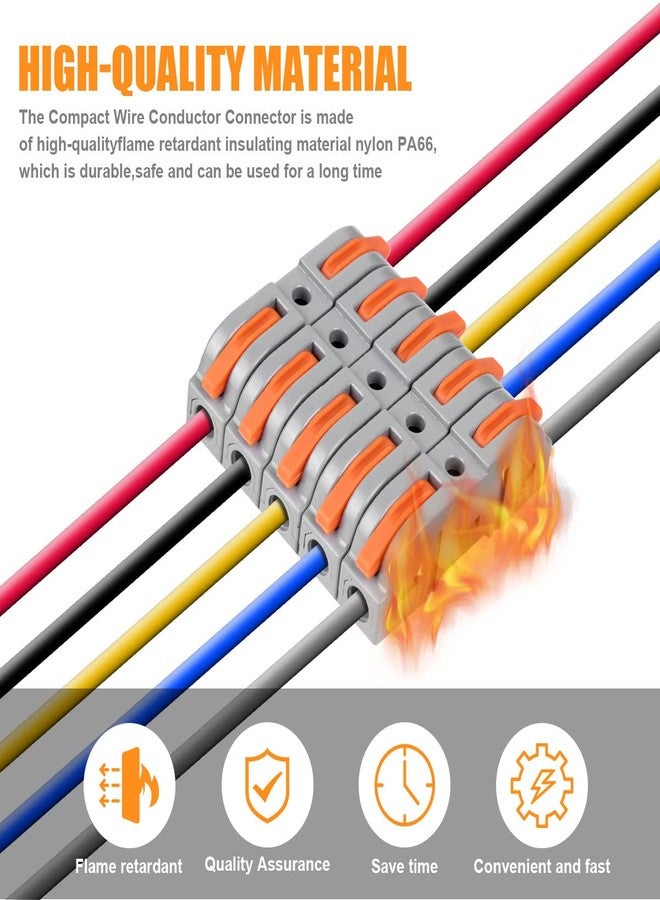 flintronic Wire Connectors, 34PCS Electrical Connectors Quick Dual Wire Terminal Block, 2 Pin Peel-free Push-type Design Connectors, 18-22AWG Wire Quick Splice Connector Wire Crimp Terminal - Image 5