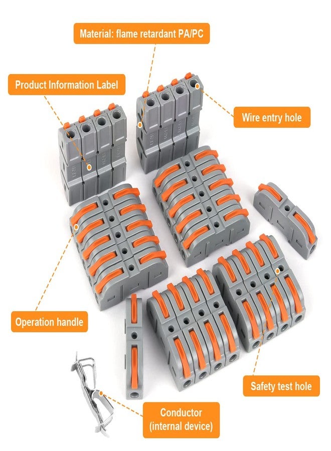flintronic Wire Connectors, 34PCS Electrical Connectors Quick Dual Wire Terminal Block, 2 Pin Peel-free Push-type Design Connectors, 18-22AWG Wire Quick Splice Connector Wire Crimp Terminal - Image 2