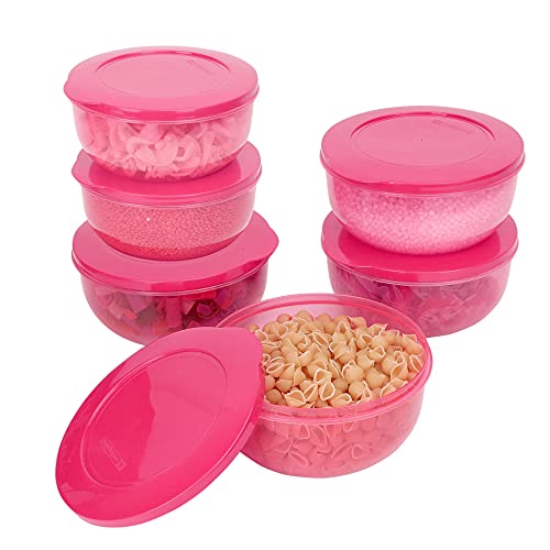 Cutting EDGE 1950ml Eco-Storage Plastic Container & Organizer Set of 6 for Kitchen, Refrigerator, Lunch & Food Storage (Pink) - Image 1