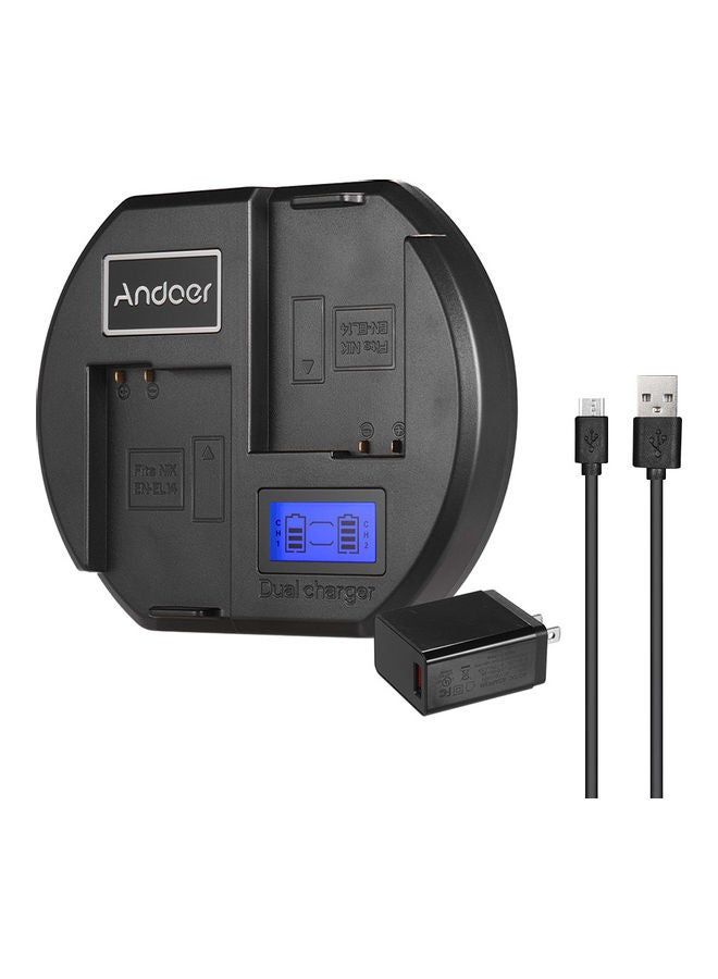 NIBEMINENT Dual-Channel Charger For Nikon EN-EL14 Black  - Image 1