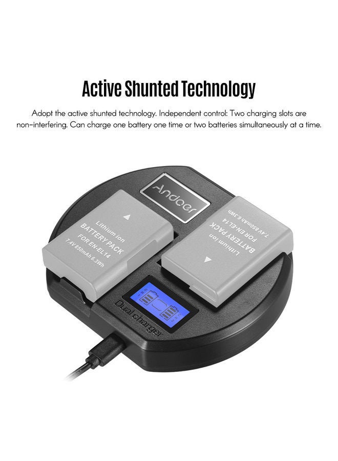 NIBEMINENT Dual-Channel Charger For Nikon EN-EL14 Black  - Image 4