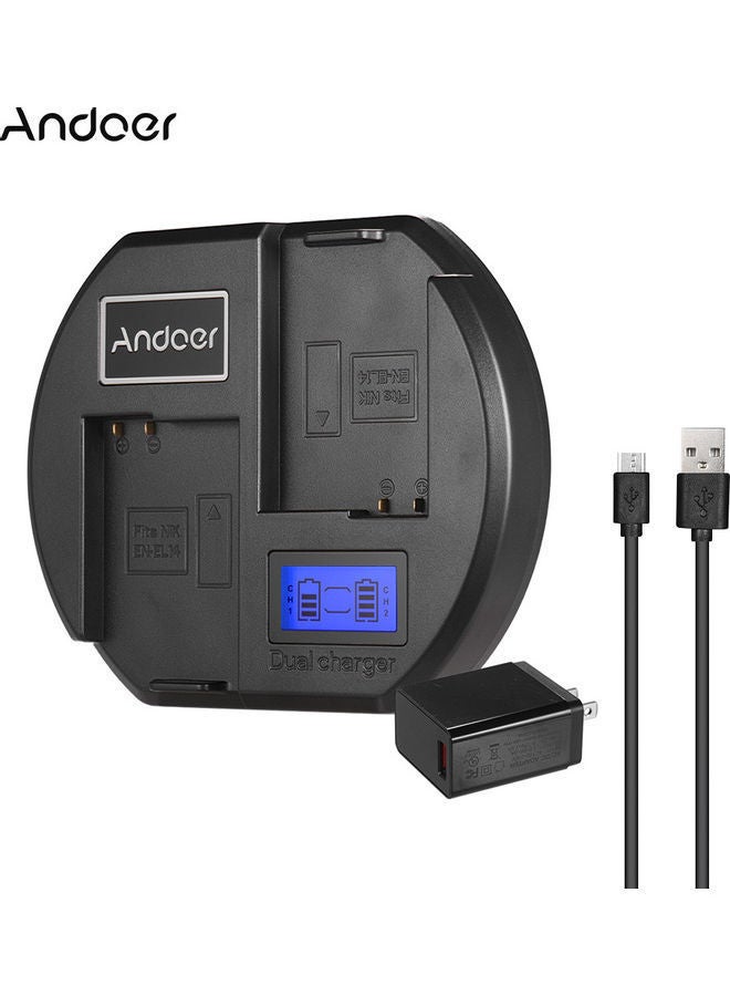 NIBEMINENT Dual-Channel Charger For Nikon EN-EL14 Black  - Image 2