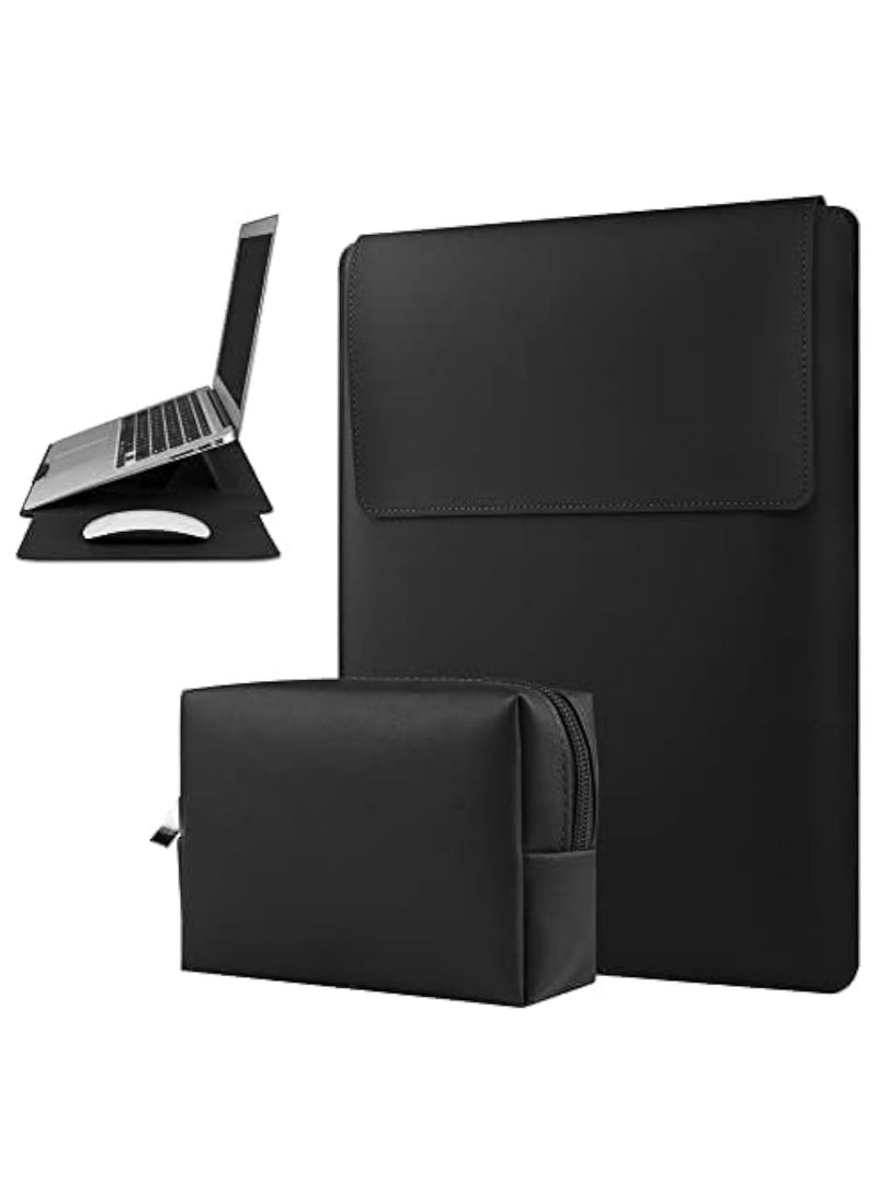 Joyelink 13-14 Inch Laptop Sleeve Case Leather Bag Compatible with MacBook Air 13.3''/13.6'' M1 M2/MacBook Pro 13 2022-2016/Dell XPS 13/Surface Pro X/8/7 /6/5/Surface Laptop 13.5 Inch, Black  - Image 1