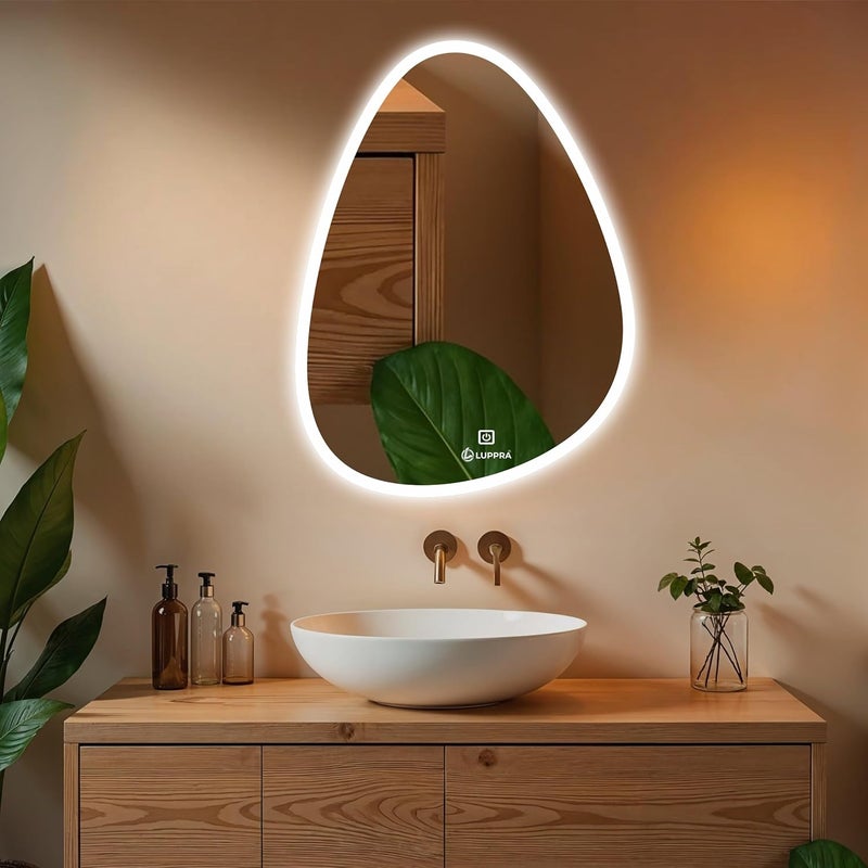 LUPPRA 18x24 Inch WallMounted LED Mirror with Smart Sensor and 3Color Light Warm White Natural Mirror Light Wash Basin Wall Mirror Fancy Washbasin MirrorSmart LED Design