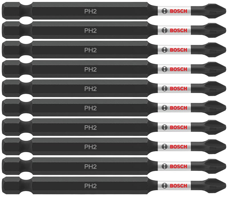 BOSCH ITPH235B 10-Pack 3-1/2 In. Phillips #2 Impact Tough Screwdriving Power Bits - Image 1