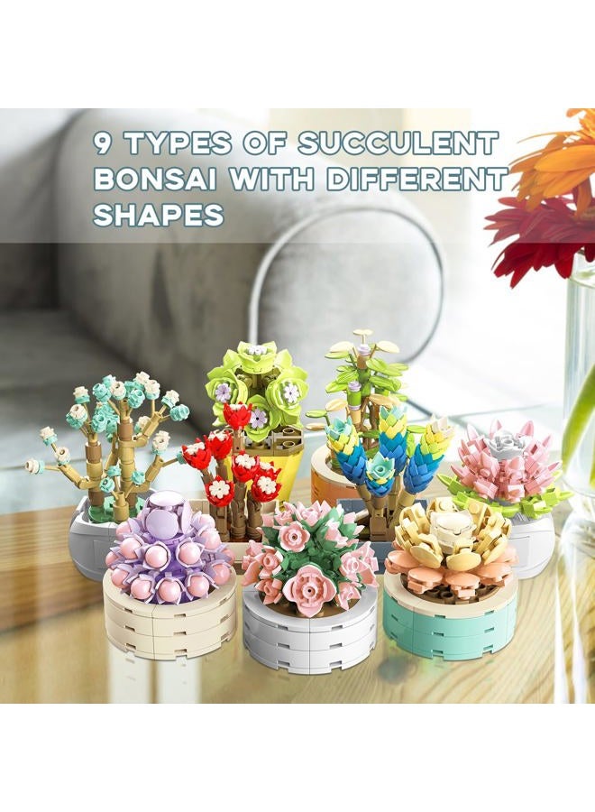 JMBricklayer Succulent Flowers Botanical Collection Building Set, Plants Office Home Decor Succulents Bonsai Building Toys, Creative Building Project for Adults, Gifts for Girls Women(750 Pieces) - Image 2