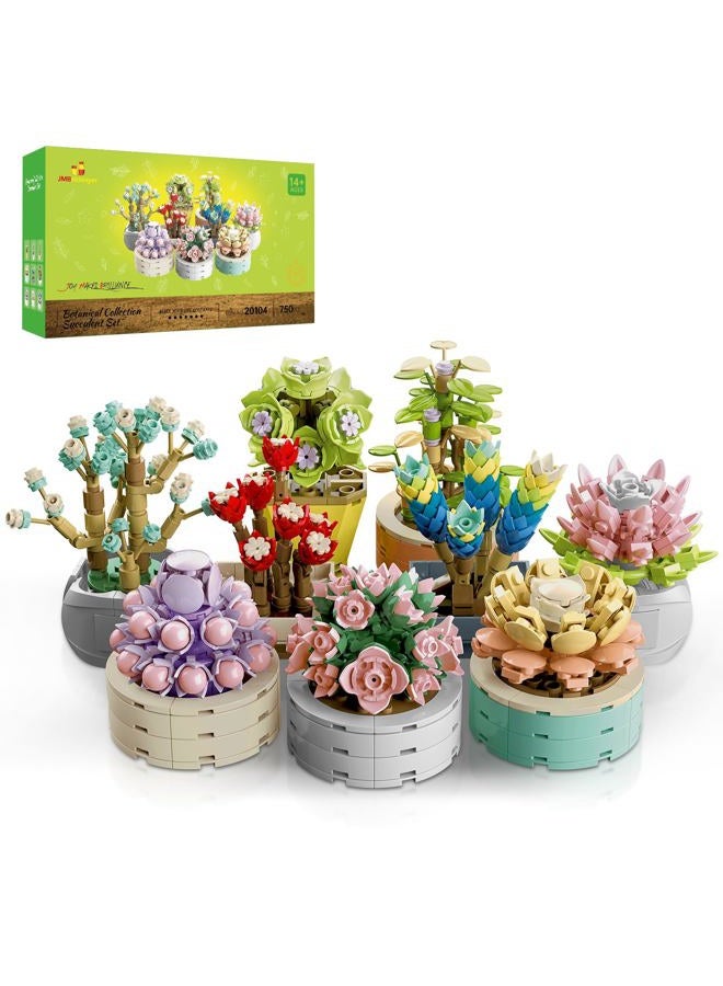 JMBricklayer Succulent Flowers Botanical Collection Building Set, Plants Office Home Decor Succulents Bonsai Building Toys, Creative Building Project for Adults, Gifts for Girls Women(750 Pieces) - Image 1