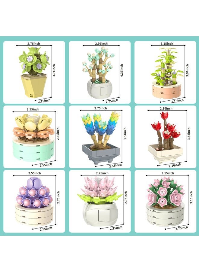 JMBricklayer Succulent Flowers Botanical Collection Building Set, Plants Office Home Decor Succulents Bonsai Building Toys, Creative Building Project for Adults, Gifts for Girls Women(750 Pieces) - Image 3