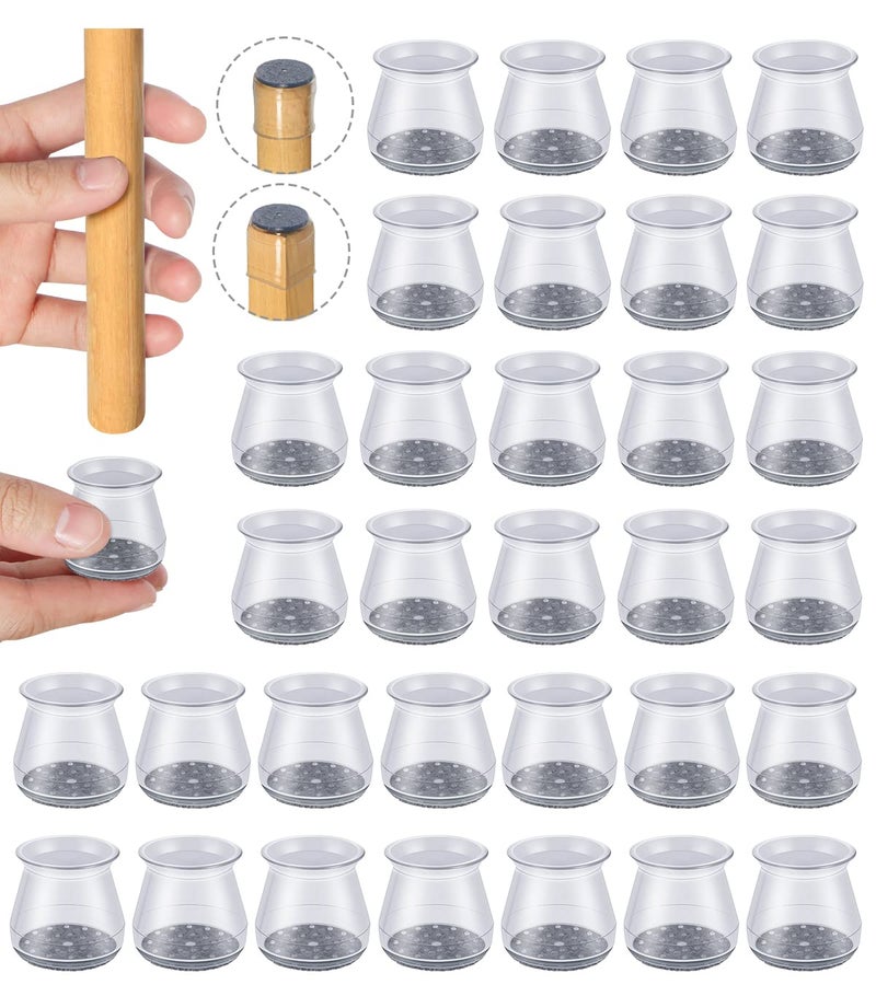 OASMU 32pcs Chair Leg Floor Protectors,Bar stools Leg Protectors Caps,Dining Room Table Chair Leg Protectors for Hardwood Floors, Chair Leg Covers Silicone Felt Furniture Pads (Small fit: 0.9'' - 1.29'') - Image 1