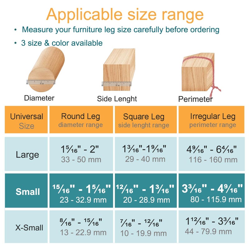 OASMU 32pcs Chair Leg Floor Protectors,Bar stools Leg Protectors Caps,Dining Room Table Chair Leg Protectors for Hardwood Floors, Chair Leg Covers Silicone Felt Furniture Pads (Small fit: 0.9'' - 1.29'') - Image 2