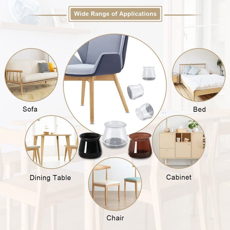 OASMU 32pcs Chair Leg Floor Protectors,Bar stools Leg Protectors Caps,Dining Room Table Chair Leg Protectors for Hardwood Floors, Chair Leg Covers Silicone Felt Furniture Pads (Small fit: 0.9'' - 1.29'') - Image 4