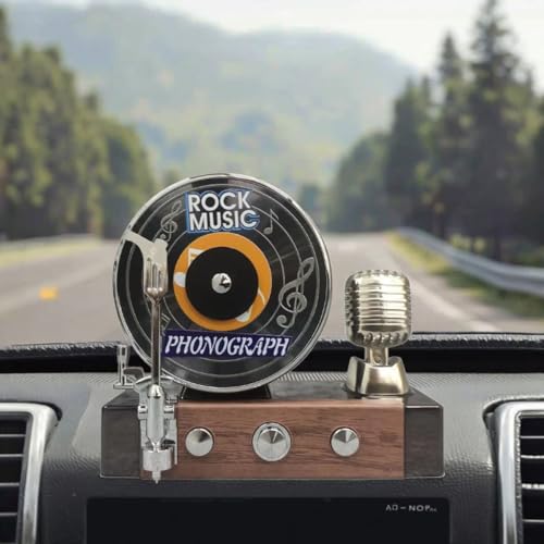 YOURKARTS.COM Solar Rotating Phonograph Car Perfume Retro Style Aromatherapy Dashboard Decoration, Auto Diffuser for Long-Lasting Freshness | car Accessories 2025 (Solar Recorder, Rich Cologne) - Image 1