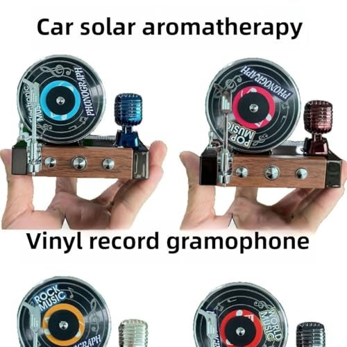 YOURKARTS.COM Solar Rotating Phonograph Car Perfume Retro Style Aromatherapy Dashboard Decoration, Auto Diffuser for Long-Lasting Freshness | car Accessories 2025 (Solar Recorder, Rich Cologne) - Image 4