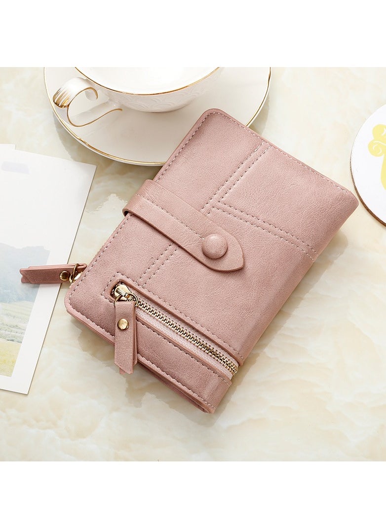 KUYING Pu Leather Short Zipper Three Fold Wallet 