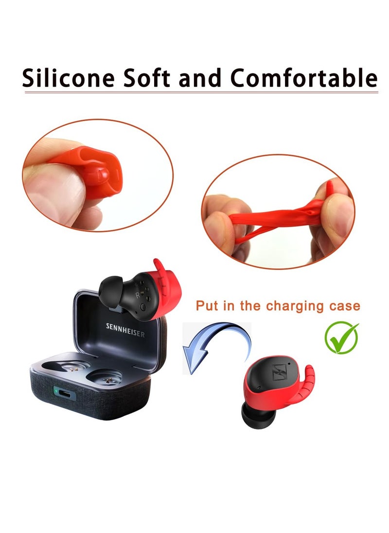 SYOSI 5 Pairs Sport Ear Cover for Sennheiser Momentum True Wireless 3 Anti-Slip Earbuds Replacement with Perfect Fit for Sennheiser Earbuds Compatible with Momentum 3 Case Black White Grenn Red Brown  - Image 2