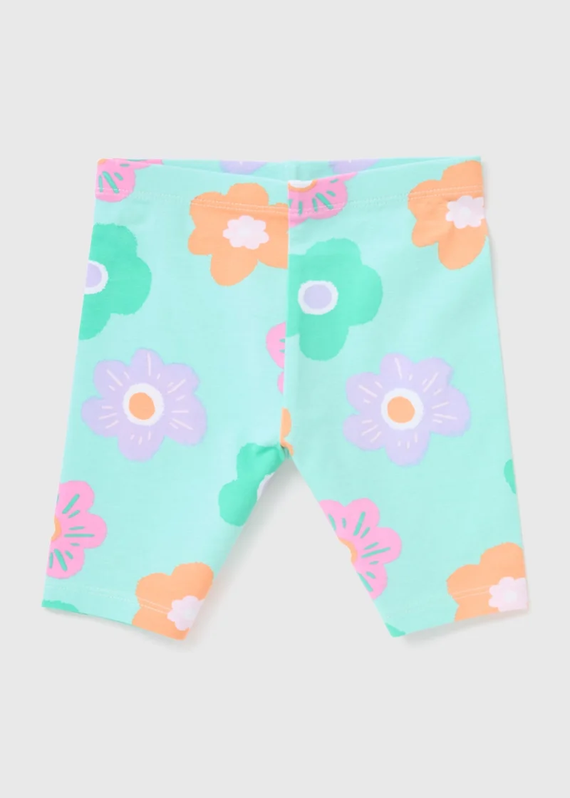 Matalan Girls Turquoise Flower Cycle Shorts