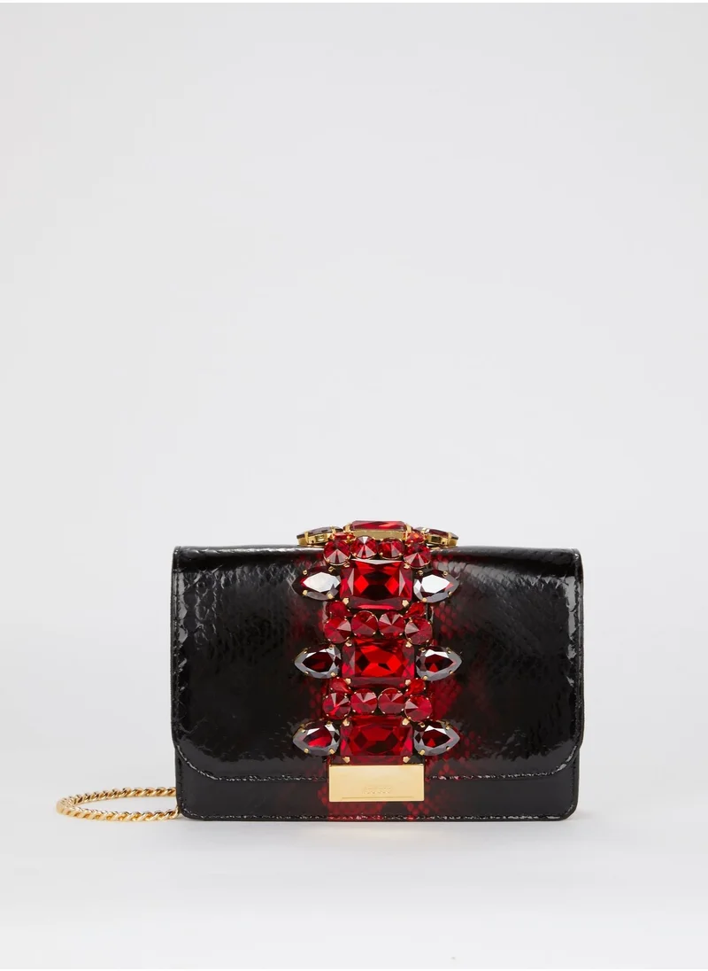 جيديبي Cliky Python Noir Red Embellished Shoulder Bag